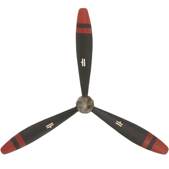 Metal Airplane Propeller Decor 3 Blade Wall Sculpture with Aviation Detailing - Picture 2 of 10